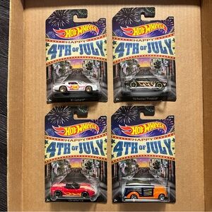 Hot Wheels Happy 4th of July Set - C6, Camaro, Firebird, Woodie